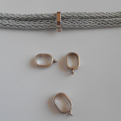 Lot 4 bélières argent vieilli 16x10 mm