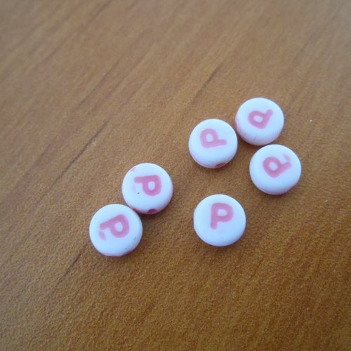 Lot perles lettre p diam 7 mm