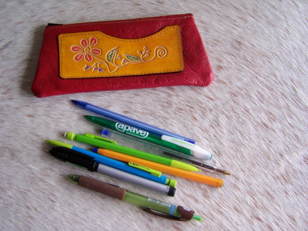 Petite Trousse à Crayons en Cuir, Artisanat local