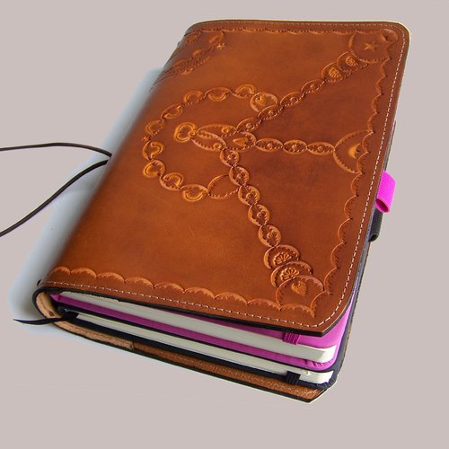 Carnet de voyage, protège journal en cuir style midori fauxdori