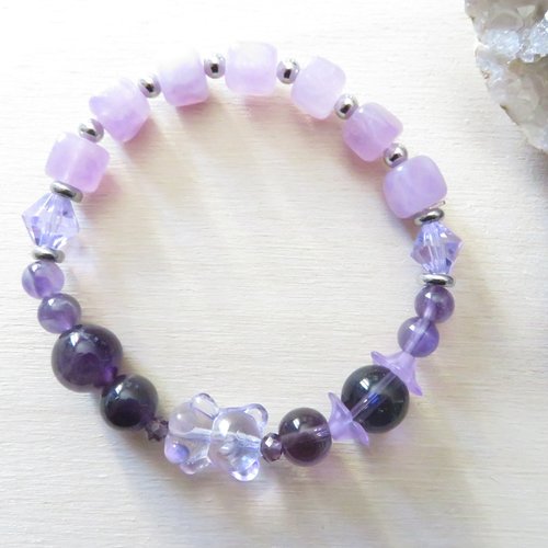 Bracelet améthyste et ourson