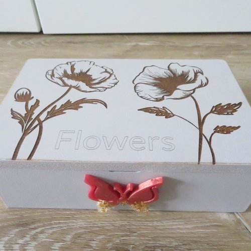 Boite en bois coquelicots