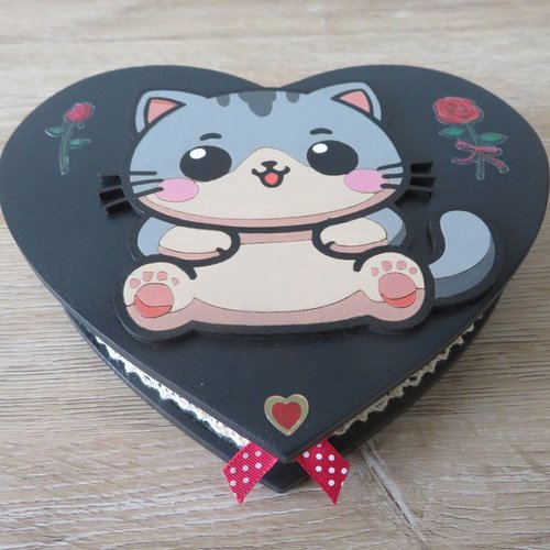 Boite à bijoux cœur chat