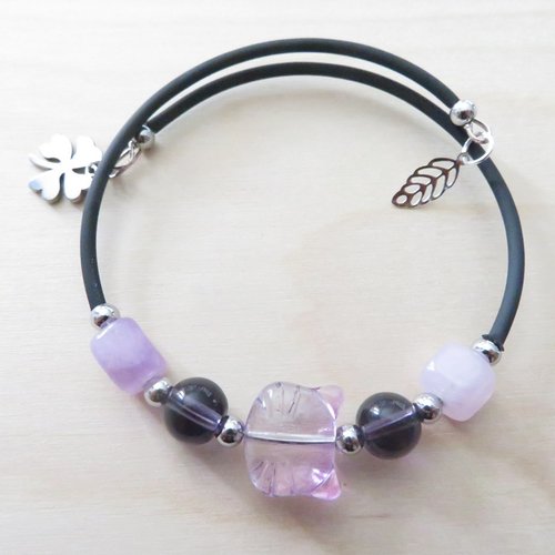 Bracelet améthyste et chat