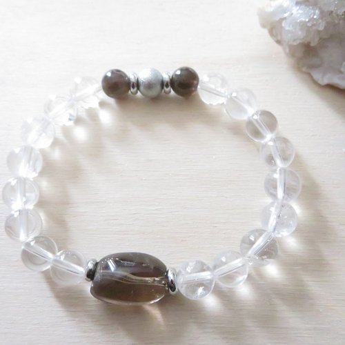 Bracelet méditation - cristal de roche, quartz fumé