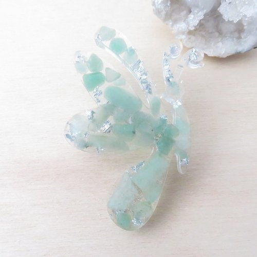 Broche papillon aventurine verte