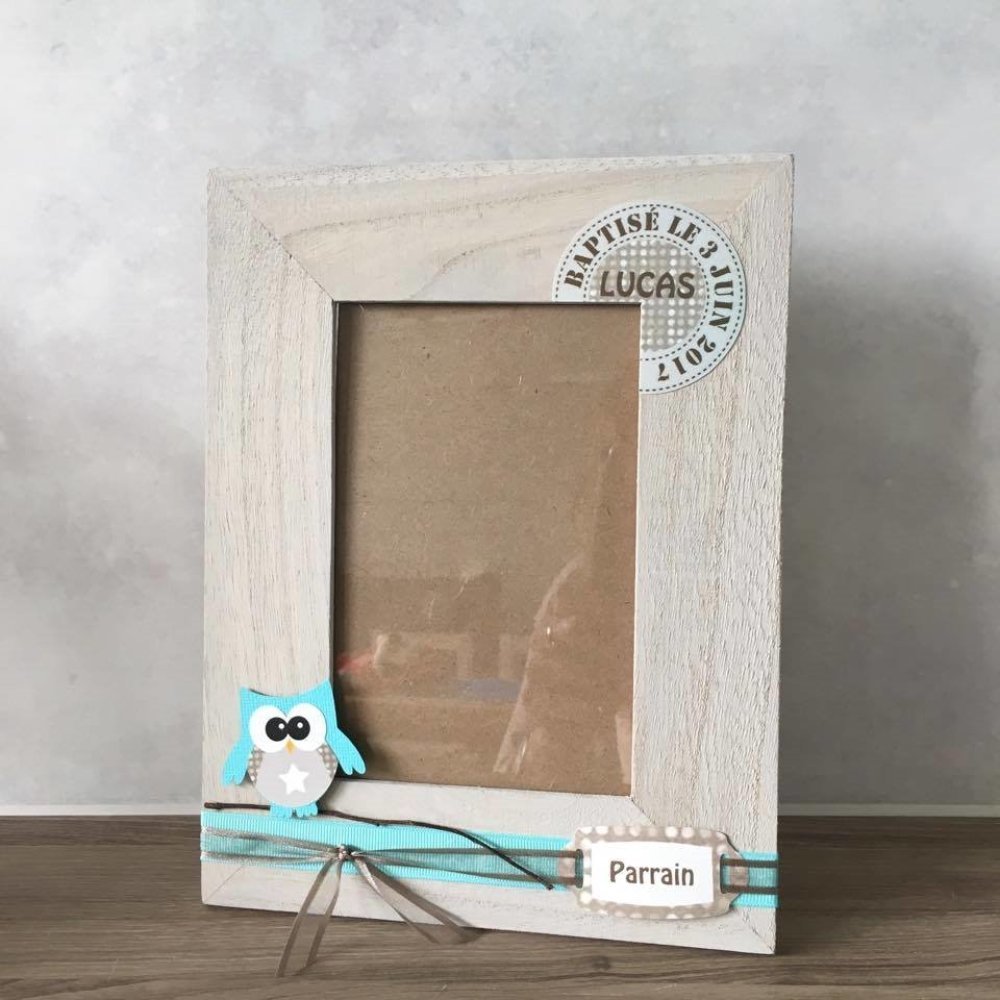 2 cadres pour photo 10/15 souvenir baptême parrain marraine cadre