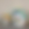 Nichoir hibou chouette 16,5cm - boite à dragées baptême boite à dragées parraine marraine - déco de table jaune et bleu