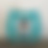 Hibou bleu menthol boule transparente collerette à motif étoile menthol et gris taupe