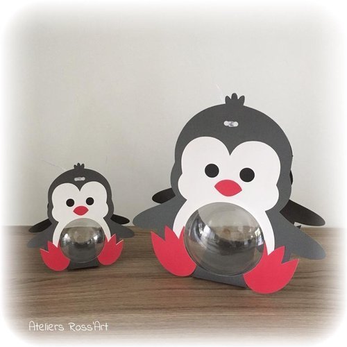 Pingouin boule transparente - boite à dragées