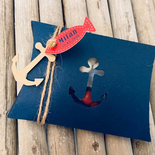 Boite pochette à dragées - thème marin nautique - baptême anniversaire communion