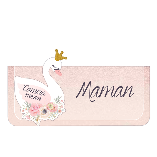 Marque-place carte double style cygne