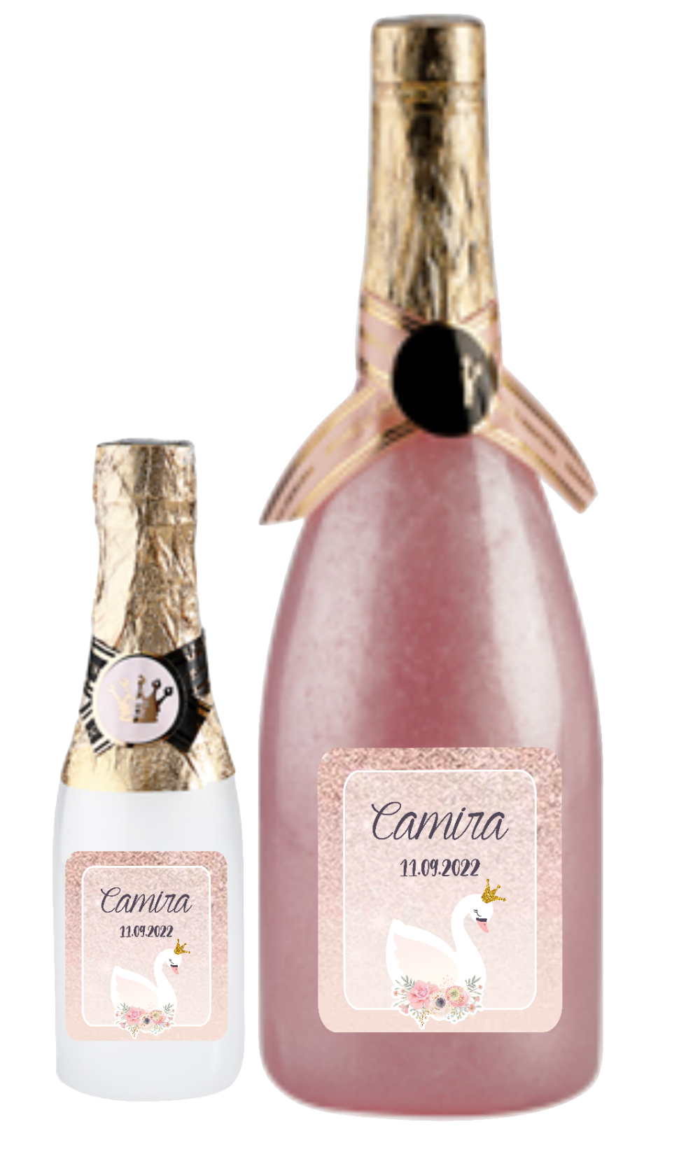 Bouteille champagne gel douche rose 195ml