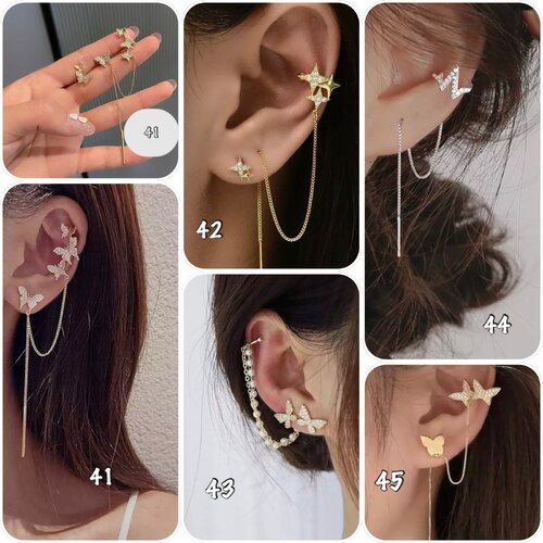 Boucle d’oreille chaîne ear cuff, anneau oreille, bijoux d’oreilles, manchette, chaînes oreilles couleur or ou argent - ateliersdisa