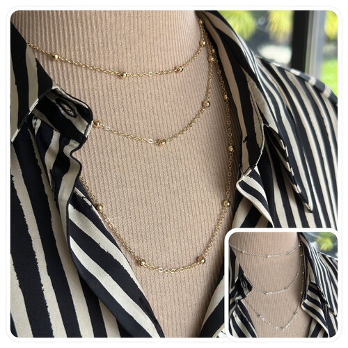 Collier sautoir plusieurs rang acier or  ou argent, collier à plusieurs chaine plus sur ateliersdisa