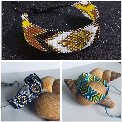 Bracelet manchette perles miyuki, bracelet perles miyuki, bracelet large perles japonaises miyuki…  ateliersdisa