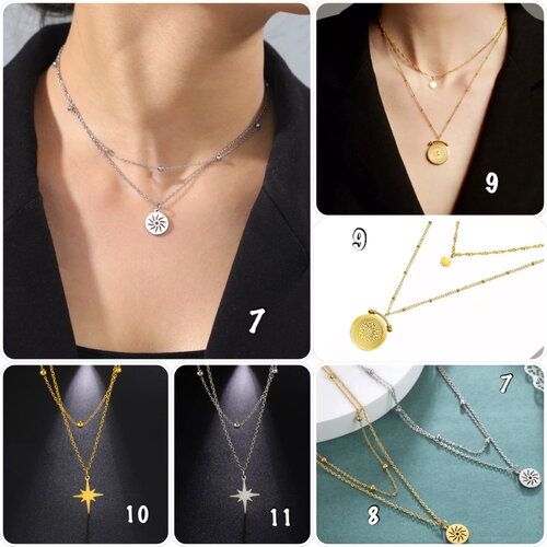 Collier plusieurs rangs or acier soleil, collier gold stainless steel, collier or acier plus sur ateliersdisa