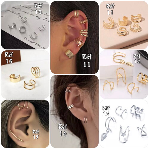 Bague d’oreille, manchette oreille, ear cuff, anneau oreille, bijoux d’oreille, chaînes oreilles couleur or ou argent- ateliersdisa