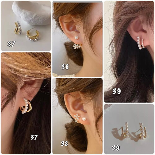 Boucles d’oreille créoles perle, créoles perles, bijoux d’oreilles, manchette, chaînes oreilles couleur or ou argent - ateliersdisa