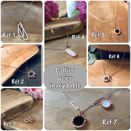 Collier fin or  acier, collier multirangs nacre - onyx réversible, collier acier or plusieurs rangs zirconium plus sur ateliersdisa
