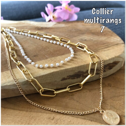 Collier multirangs superposé médaille or ,  collier multichaines,  collier 3 rangs or,  tous les colliers sur ateliersdisa