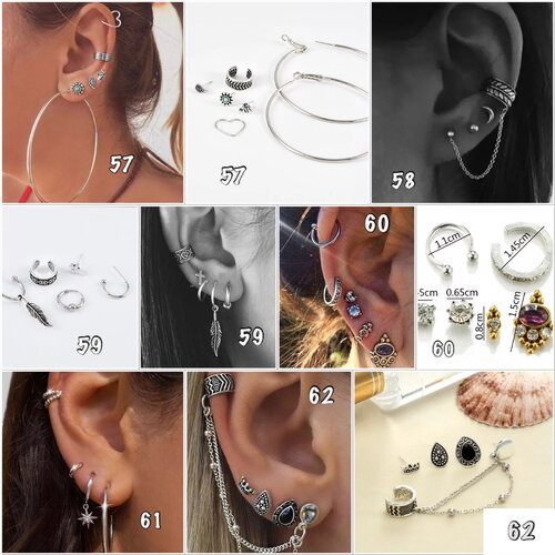 Bague d’oreille chaîne, ear cuff, anneau oreille, bijoux d’oreilles, manchette, chaînes oreilles couleur or ou argent - ateliersdisa