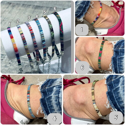 Bracelet de cheville tissé ethnique, bracelet cheville tissus divers motifs