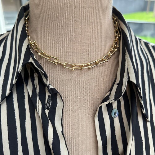 Collier ras du cou forme u, collier ras de cou grosse maille couleur or, bracelet grosse maille forme u tous mes bijoux  sur ateliersdisa