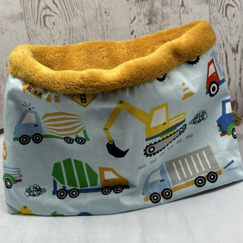 Snood polaire enfant motifs camion, cache cou garçon polaire voiture travaux, écharpe tube garçon voiture - collection ateliersdisa