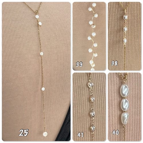 Collier dos nu mariée en strass ou perles, bijoux de dos bohème mariage - ateliersdisa