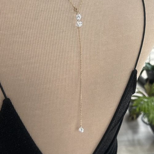Collier dos mariée cristal strass or acier, bijoux dos mariée cristal - ateliersdisa