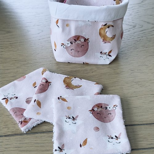 Lingettes bébé lavable lot de 8 motifs étoiles lune en éponge bambou, coton ou polaire - ateliersdisa