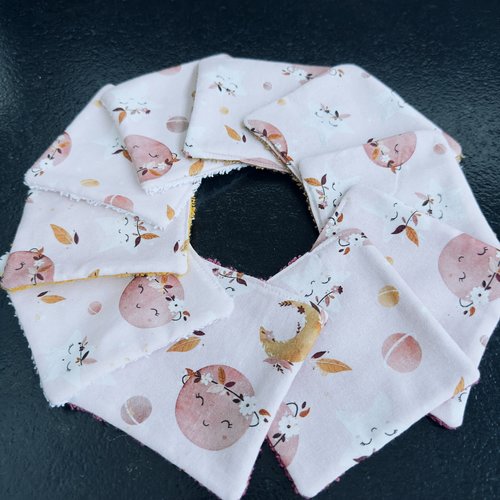 Lingettes bébé lavable lot de 8 motifs étoiles lune en éponge bambou, coton ou polaire - ateliersdisa