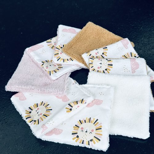 Lingettes lavables bébé motif soleil en éponge bambou, coton ou polaire - ateliersdisa