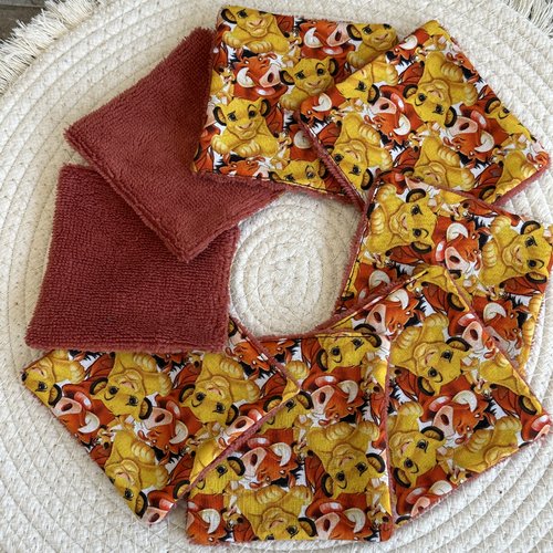 Lingettes lavables zéro déchet motif roi lion disney à partir d’un lot de 8 - ateliersdisa