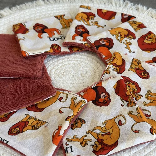Lingettes lavables bébé motif roi lion disney à partir d’un lot de 8 - ateliersdisa