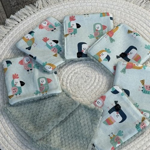 Lingettes lavable motif oiseaux exotiques tropiques à partir lot de 8 - ateliersdisa