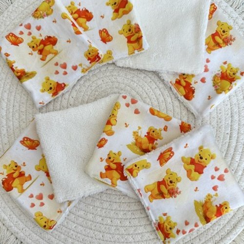 Lingettes lavables bébé motifs winnie l'ourson disney éponge bambou à partir lot de 8 - ateliersdisa