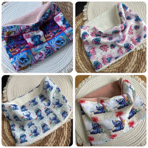 Snood fille stitch et angel stitch rose en polaire - ateliersdisa