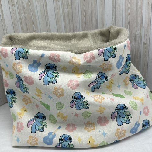 Snood fille stitch et angel stitch rose en polaire - ateliersdisa