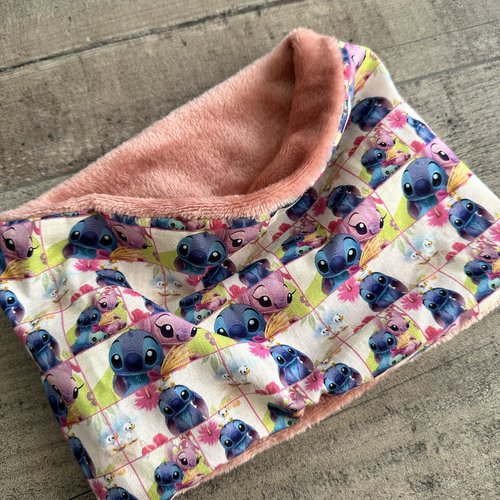 Snood fille stitch et angel stitch rose en polaire - ateliersdisa