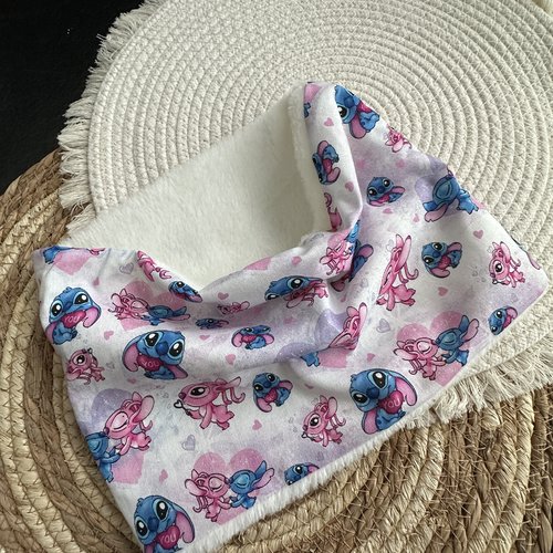 Snood fille stitch et angel stitch rose en polaire - ateliersdisa