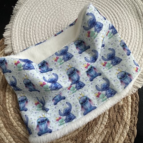 Snood fille stitch et angel stitch rose en polaire - ateliersdisa