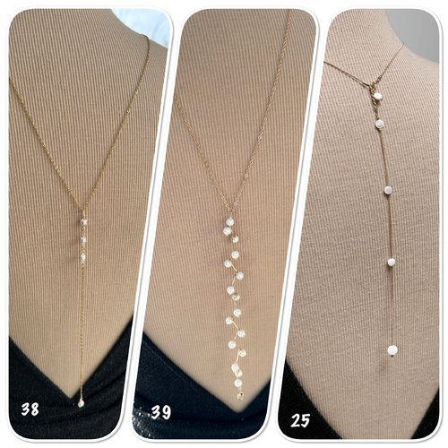 Collier dos mariée en perles, bijou de dos cascade de perles - ateliersdisa