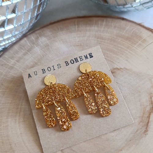 Boucles d'oreilles _ doré et rose