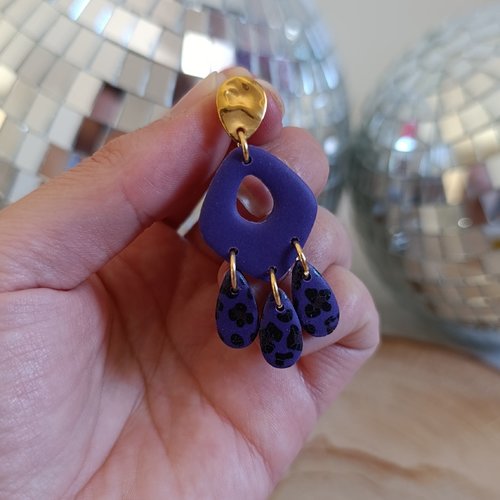 Boucles d'oreilles _ léopard _ violet