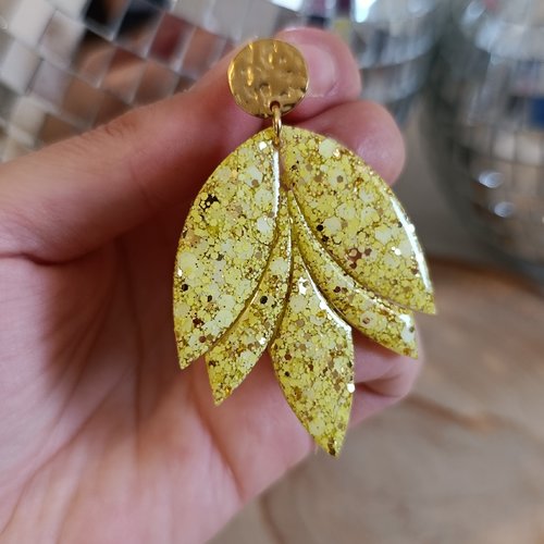 Boucles d'oreilles _ jaune et or
