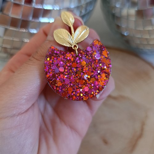 Boucles d'oreilles _ multicolore _ croissant de lune
