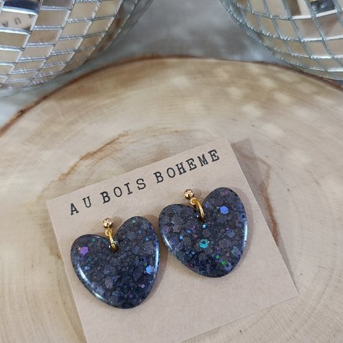 Boucles d'oreilles _ luna _ coeur