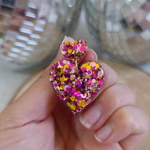 Boucles d'oreilles _ tallulah _ double coeur
